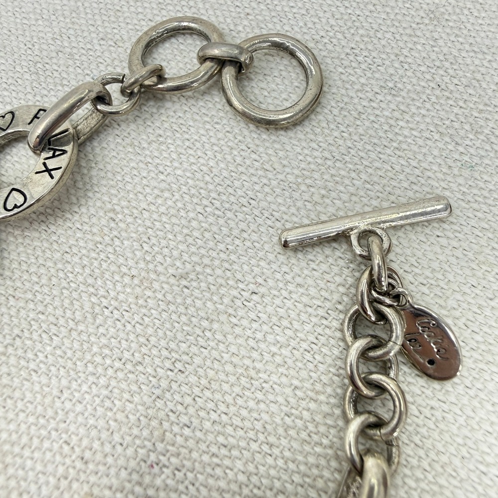 Cookie Lee Inspirational Bracelet Words Hearts Toggle Clasp Silver Tone - Picture 9 of 9